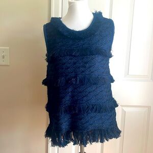 J. Crew Collection - Fringe Sleeveless Sweater Navy - Size M